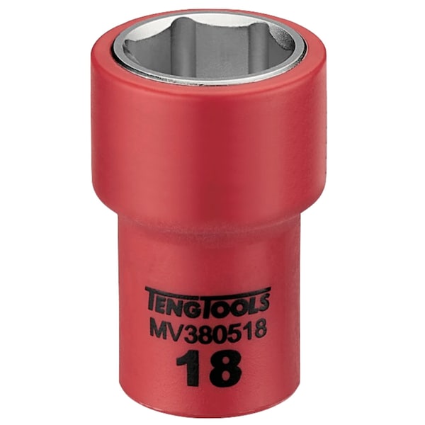 3/8 Inch Drive 18MM Metric 6 Point 1000 Volt Shallow Insulated Socket
